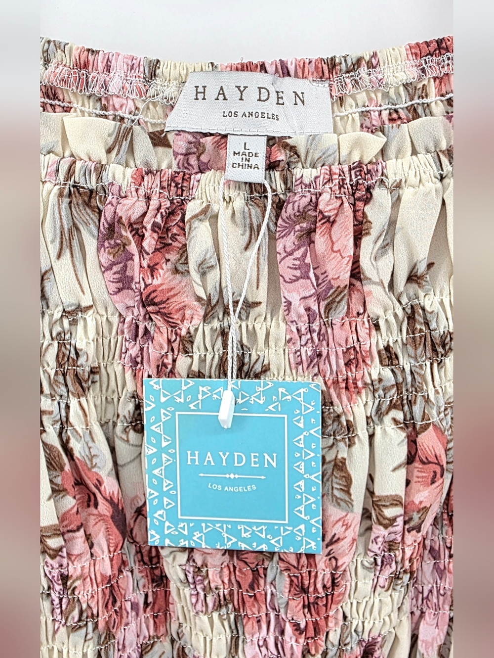 Hayden Los Angeles Boutique Floral Puff Sleeve Smocked Mini Dress – Size L - Picture 8 of 16